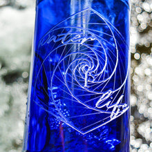 Load image into Gallery viewer, Cobalt Blue Water Bottle with Water is Life Symbolism and Affirmation by Isabel Friend