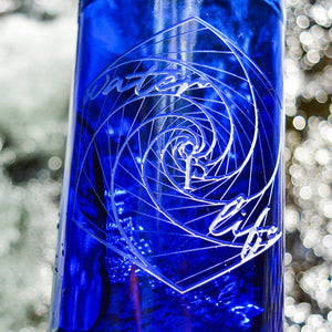Cobalt Blue Water Bottle with Water is Life Symbolism and Affirmation by Isabel Friend