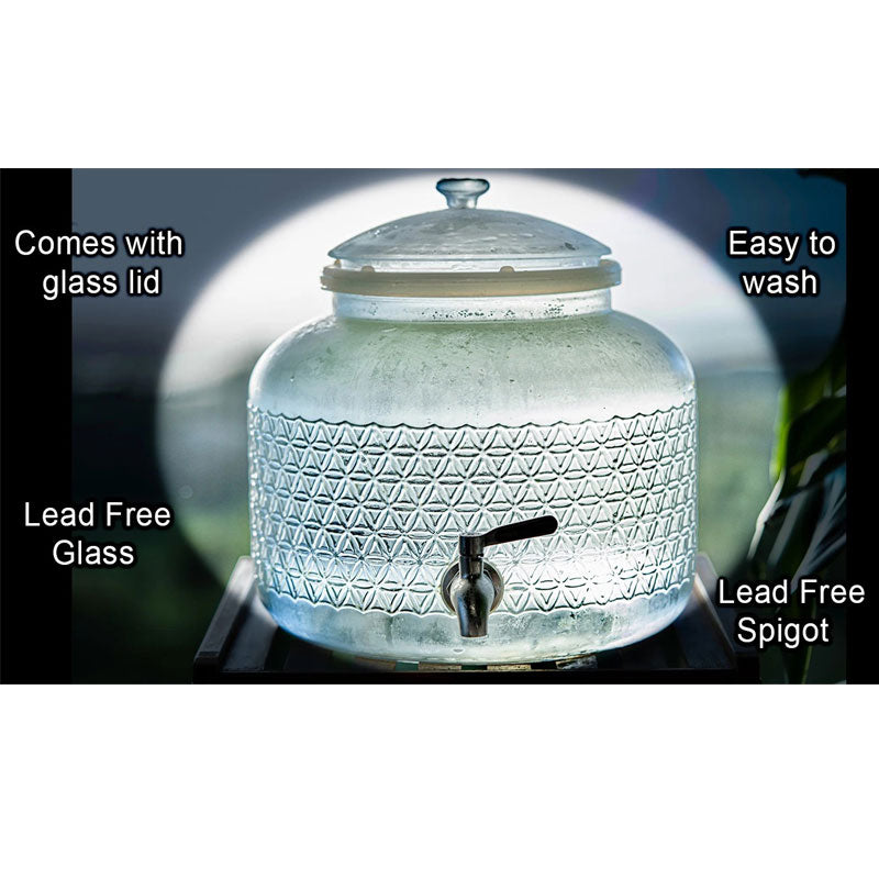 Italian glass 2.5 gallon dispenser from Alive Water - Non-toxic steps
