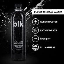 Load image into Gallery viewer, blk. Natural Mineral Water, ph8+ Bioavailable Fulvic & Humic Acid Extract, Trace Minerals, Electrolytes, to Hydrate, Repair, and Restore Cells & Essential Minerals, 16.9oz 12pk
