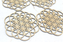 Load image into Gallery viewer, Set of 4 Flower of Life Sacred Geometry Laser Cut Wood Coasters
