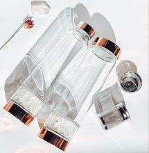 Load image into Gallery viewer, Rose Gold Crystal Bottle - Glass Water Bottle for Crystal Essence Elixirs - Gem Water