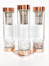 Load image into Gallery viewer, Rose Gold Crystal Bottle - Glass Water Bottle for Crystal Essence Elixirs - Gem Water