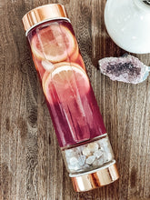 Load image into Gallery viewer, Rose Gold Crystal Bottle - Glass Water Bottle for Crystal Essence Elixirs - Gem Water