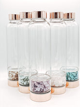 Load image into Gallery viewer, Rose Gold Crystal Bottle - Glass Water Bottle for Crystal Essence Elixirs - Gem Water