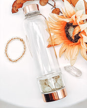 Load image into Gallery viewer, Rose Gold Crystal Bottle - Glass Water Bottle for Crystal Essence Elixirs - Gem Water