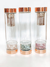 Load image into Gallery viewer, Rose Gold Crystal Bottle - Glass Water Bottle for Crystal Essence Elixirs - Gem Water