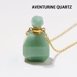 Natural Gemstone Water Carrier Necklace - Holy Water Crystal Bottle Pendant