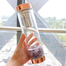 Load image into Gallery viewer, Rose Gold Crystal Bottle - Glass Water Bottle for Crystal Essence Elixirs - Gem Water