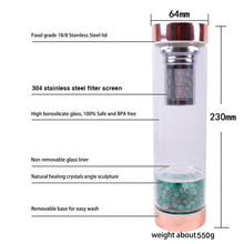 Load image into Gallery viewer, Rose Gold Crystal Bottle - Glass Water Bottle for Crystal Essence Elixirs - Gem Water