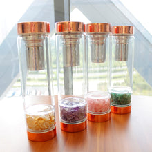 Load image into Gallery viewer, Rose Gold Crystal Bottle - Glass Water Bottle for Crystal Essence Elixirs - Gem Water