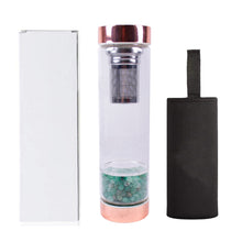 Load image into Gallery viewer, Rose Gold Crystal Bottle - Glass Water Bottle for Crystal Essence Elixirs - Gem Water