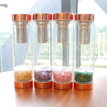 Load image into Gallery viewer, Rose Gold Crystal Bottle - Glass Water Bottle for Crystal Essence Elixirs - Gem Water