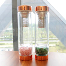 Load image into Gallery viewer, Rose Gold Crystal Bottle - Glass Water Bottle for Crystal Essence Elixirs - Gem Water