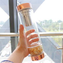 Load image into Gallery viewer, Rose Gold Crystal Bottle - Glass Water Bottle for Crystal Essence Elixirs - Gem Water