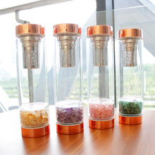 Load image into Gallery viewer, Rose Gold Crystal Bottle - Glass Water Bottle for Crystal Essence Elixirs - Gem Water