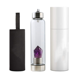 Amethyst Point Water Bottle - Gem Elixir & Crystal Essence Glass Bottle