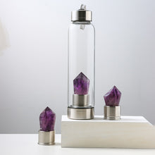 Load image into Gallery viewer, Amethyst Point Water Bottle - Gem Elixir &amp; Crystal Essence Glass Bottle

