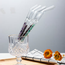 Load image into Gallery viewer, Gemstone Glass Straws - Water Structuring Flowform Reusable Straws - Crystal Water Gem Elixirs - 10pcs/set
