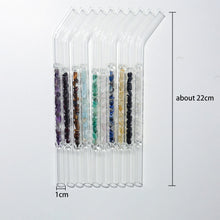 Load image into Gallery viewer, Gemstone Glass Straws - Water Structuring Flowform Reusable Straws - Crystal Water Gem Elixirs - 10pcs/set