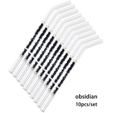 Load image into Gallery viewer, Gemstone Glass Straws - Water Structuring Flowform Reusable Straws - Crystal Water Gem Elixirs - 10pcs/set