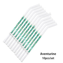 Load image into Gallery viewer, Gemstone Glass Straws - Water Structuring Flowform Reusable Straws - Crystal Water Gem Elixirs - 10pcs/set