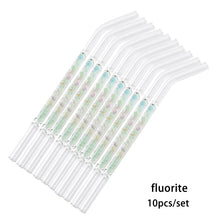 Load image into Gallery viewer, Gemstone Glass Straws - Water Structuring Flowform Reusable Straws - Crystal Water Gem Elixirs - 10pcs/set