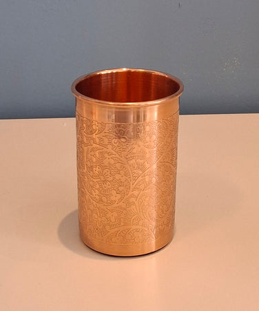 Polished flower copper cup 300ml waterislife