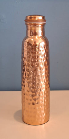 Polished hammered copper water bottle 950ml waterislife