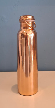 Polished copper water bottle with handle 950ml waterislife