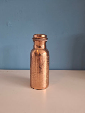 Polished flower design copper water bottle 500ml waterislife
