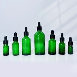 Blue or Green Chromotherapy Colored Glass Water Altar Bottles