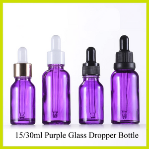 Purple Chromotherapy Glass Water Dropper Bottles for Sacred Violet Waters & Water Altar