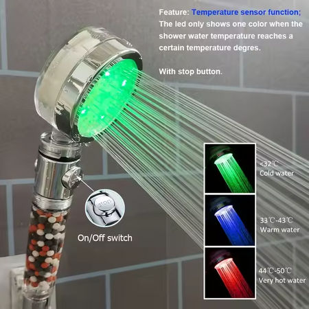 LED Chromotherapy Shower Head: Bathe in Healing Light Frequencies