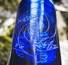 Load image into Gallery viewer, Cobalt Blue Water Bottle with Water is Life Symbolism and Affirmation by Isabel Friend
