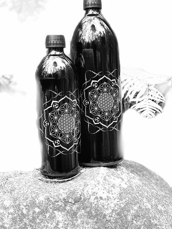 BioPhotonic Miron Glass Bottle with Sacred Geometry