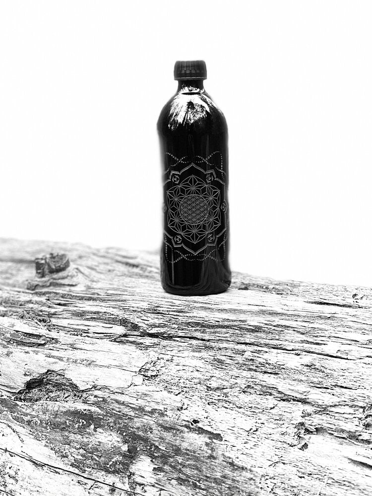 BioPhotonic Miron Glass Bottle with Sacred Geometry