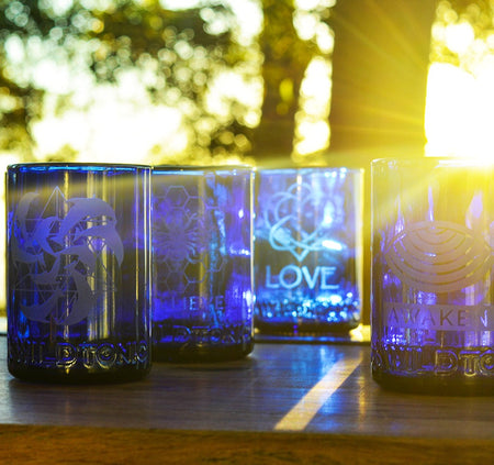 Upcycled Blue Glassware Sandblasted Make Your Own Set!