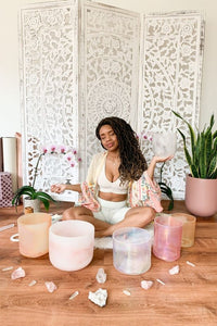 6 Inch Clear Chakra Crystal Singing Bowl with Cosmic Light C Note Root Chakra Shining for Vibration Harmony Energy Balance