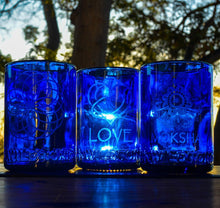 Load image into Gallery viewer, Upcycled Blue Glassware Sandblasted
