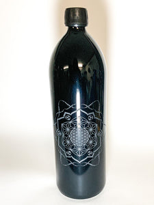 BioPhotonic Miron Glass Bottle with Sacred Geometry - Water Vessel : V1