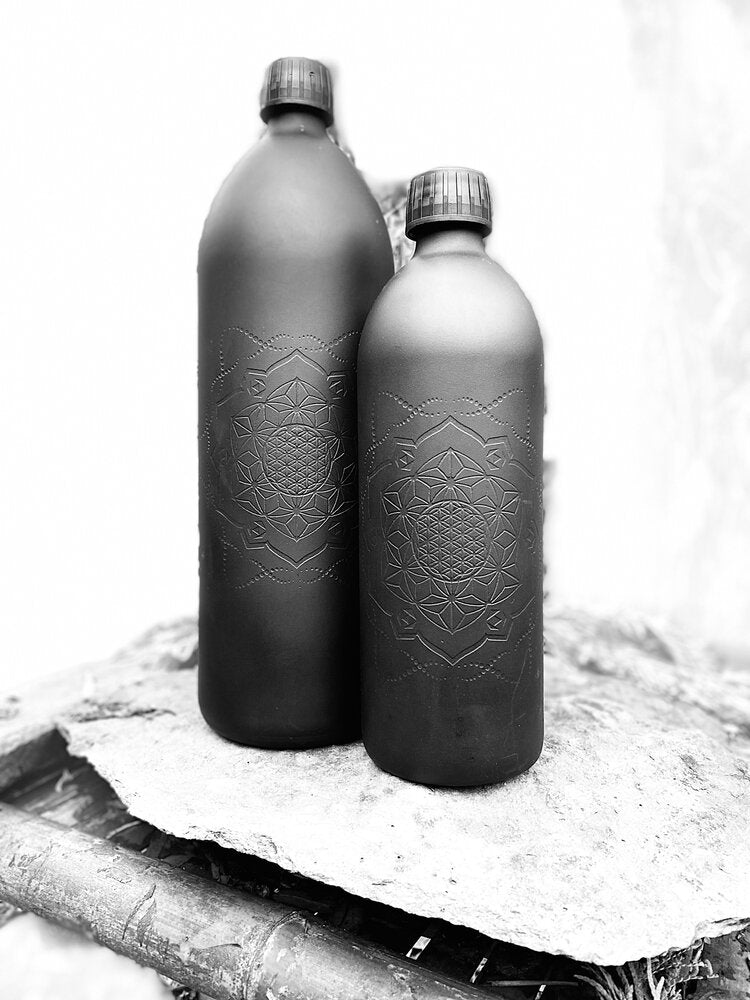 BioPhotonic Miron Glass Bottle with Sacred Geometry. - Matte edition