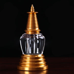 Tibetan Buddhist Stupa with Chamber for Holy Water - Holy Water Charging Stupa for Water Altar