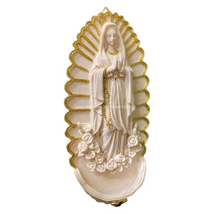 Virgin Mary Holy Water Font - Catholic Holy Water Dipping Wall Statue - 19.5cm 7.7inch