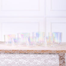 Load image into Gallery viewer, Set of 7 Cosmic Light Clear Crystal Iridescent Water Structuring Singing Bowls -  6&quot;-8&quot; - notes C D E F G A B
