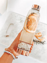 Load image into Gallery viewer, Rose Gold Crystal Bottle - Glass Water Bottle for Crystal Essence Elixirs - Gem Water
