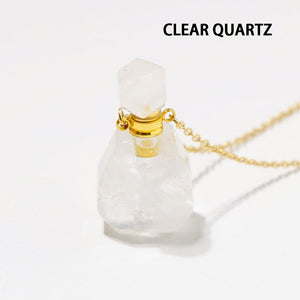 Natural Gemstone Water Carrier Necklace - Holy Water Crystal Bottle Pendant