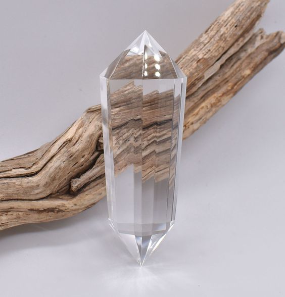 24 Sided Natural Clear Double Terminated Vogel-Inspired Crystal Water Wand