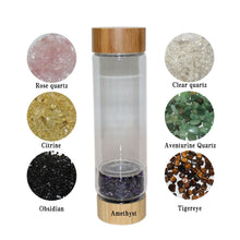 Load image into Gallery viewer, Bamboo Crystal Bottle - Glass Water Bottle for Crystal Essence Elixirs - Gem Water
