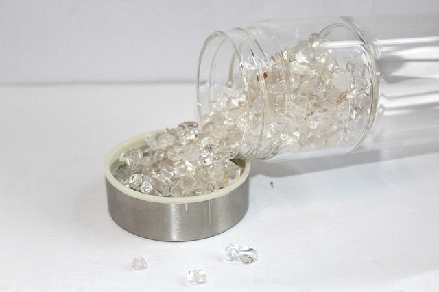 Silver Crystal Bottle - Glass Water Bottle for Crystal Essence Elixirs - Gem Water